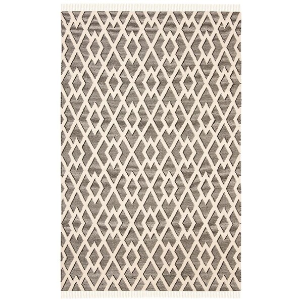 Safavieh 8 x 10 ft. Kilim Rectangle Hand Loomed Wool RugBlack & Cream - KLM520A-8