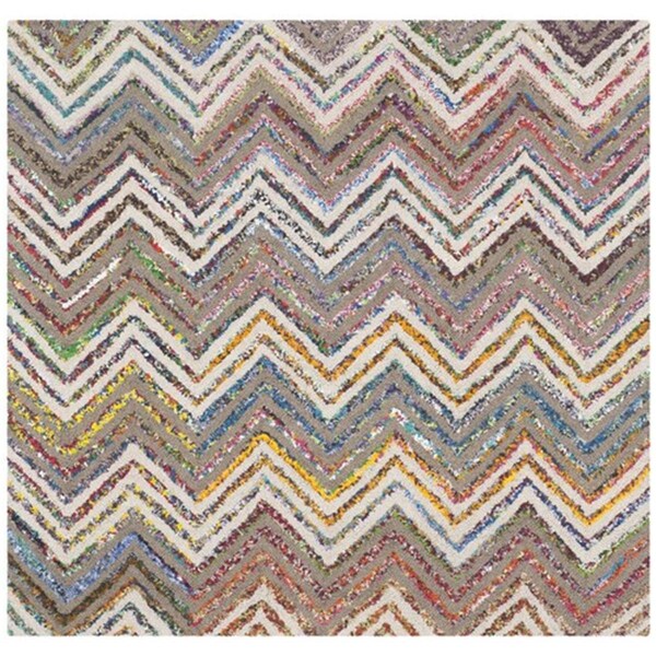 Safavieh Nantucket Hand Tufted Square Rug- Beige - Grey- 4 x 4 ft. - NAN601B-4SQ
