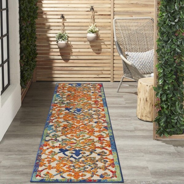 Homeroots 2 x 12 ft. Rainbow Colored Indoor & Outdoor Runner Rug - 385027