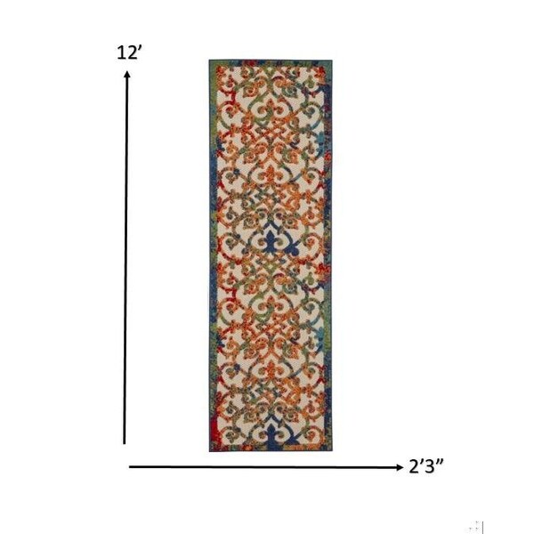 Homeroots 2 x 12 ft. Rainbow Colored Indoor & Outdoor Runner Rug - 385027