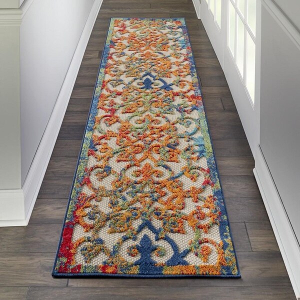 Homeroots 2 x 12 ft. Rainbow Colored Indoor & Outdoor Runner Rug - 385027