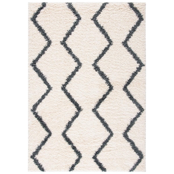 Safavieh Venus Shag Power Loomed Rectangle Shag RugIvory & Dark Grey 9 x 12 ft. - VNS680B-9