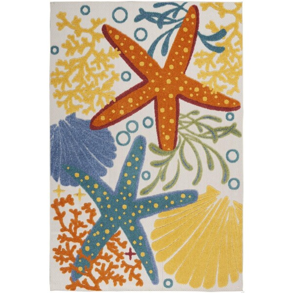 Homeroots 4 x 6 ft. Multi Color Indoor & Outdoor Area Rug - 385085