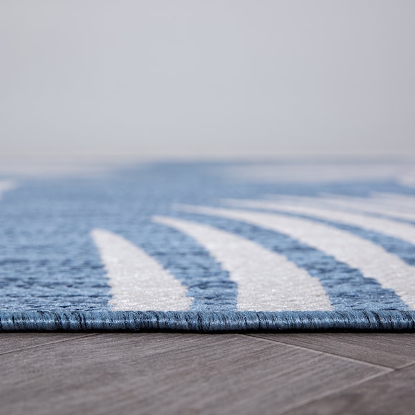 World Rug Gallery Contemporary Palm Leaves Textured Flat Weave Indoor/Outdoor Runner Rug 2'x7' Blue - 111BLUE2X7