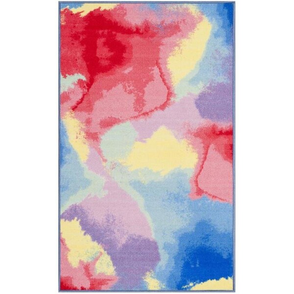 Safavieh 4 x 6 ft. Small Rectangle Paint Brush Power Loomed Rug, Fuchsia and Yellow - PTB121A-4