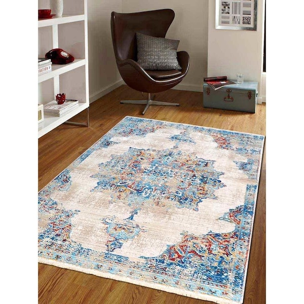 Jensendistributionservices 2 ft. x 3 ft. 10 in. Machine Woven Crossweave Polyester Oriental Rectangle Area Rug, Multi Color - MI1624673