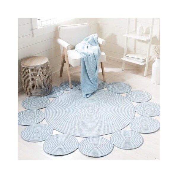 Safavieh 3 x 3 ft. Cape Cod Round Area RugBlue & Ivory - CAP230M-3R