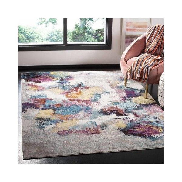 Safavieh 5 ft. 1 in. x 7 ft. 6 in. Aria Rectangle Power-Loomed Rug Gray & Wine - ARA165F-5