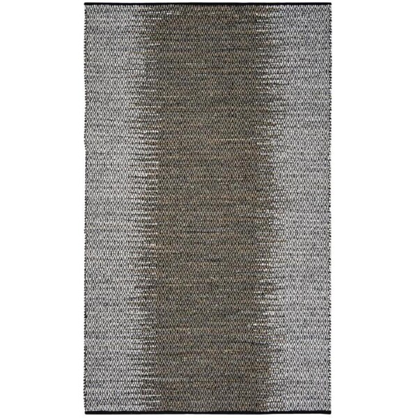 Flowers First 5 x 8 ft. Vintage Leather Hand Woven Rug, Light Grey & Grey - Medium Rectangle - FL1874509