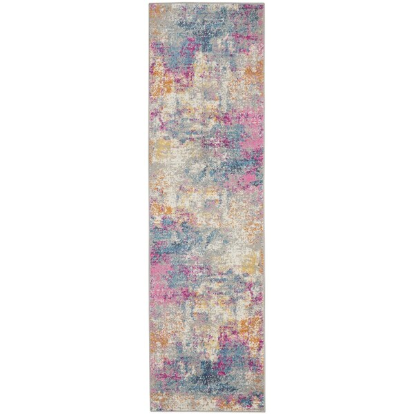 Homeroots 2 x 6 ft. Ivory & Multi Color Abstract Runner Rug - 385709
