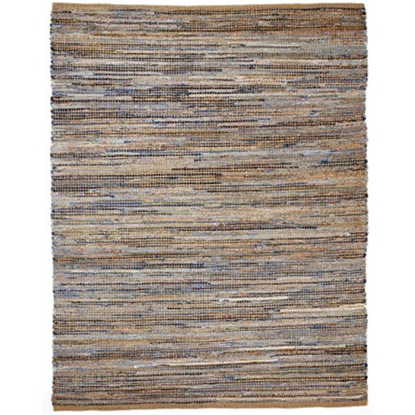 Anji Mountain Anji Mountain AMB1032-0268 2 ft. 6 in. x 8 ft. American Graffiti Denim & Jute Runner Rug - Tan; Gold & Blue - AMB1032-0268