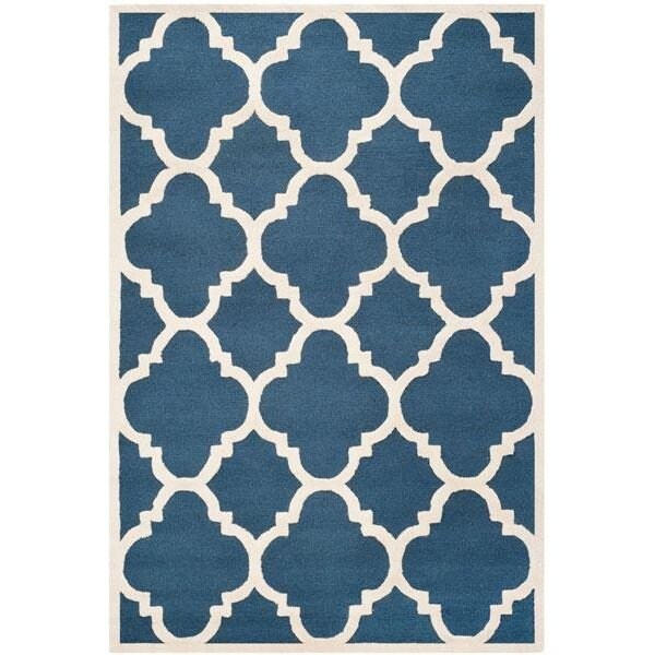 Safavieh Cambridge Hand Tufted Square Rug- Navy - Ivory- 4 x 4 ft. - CAM140G-4SQ