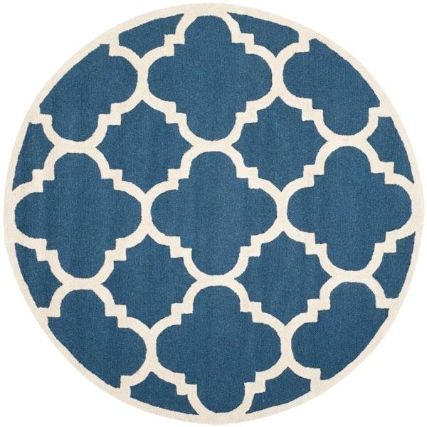 Safavieh Cambridge Hand Tufted Square Rug- Navy - Ivory- 4 x 4 ft. - CAM140G-4SQ