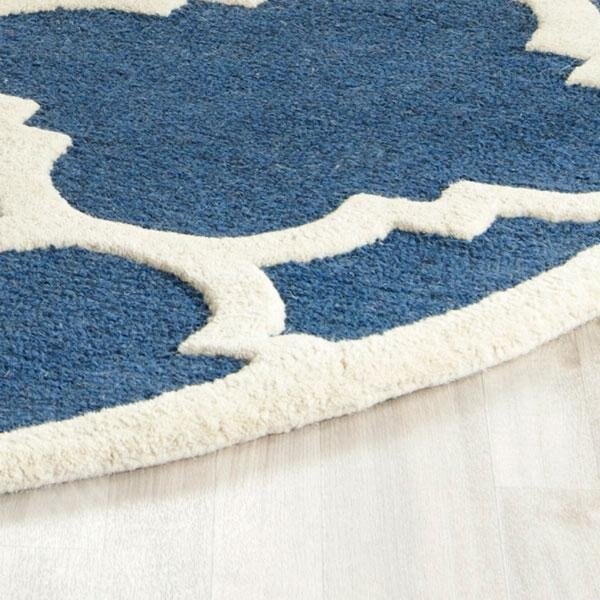 Safavieh Cambridge Hand Tufted Square Rug- Navy - Ivory- 4 x 4 ft. - CAM140G-4SQ