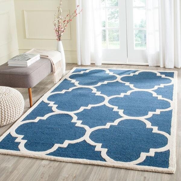 Safavieh Cambridge Hand Tufted Square Rug- Navy - Ivory- 4 x 4 ft. - CAM140G-4SQ