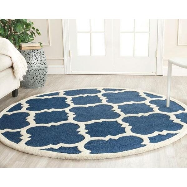 Safavieh Cambridge Hand Tufted Square Rug- Navy - Ivory- 4 x 4 ft. - CAM140G-4SQ