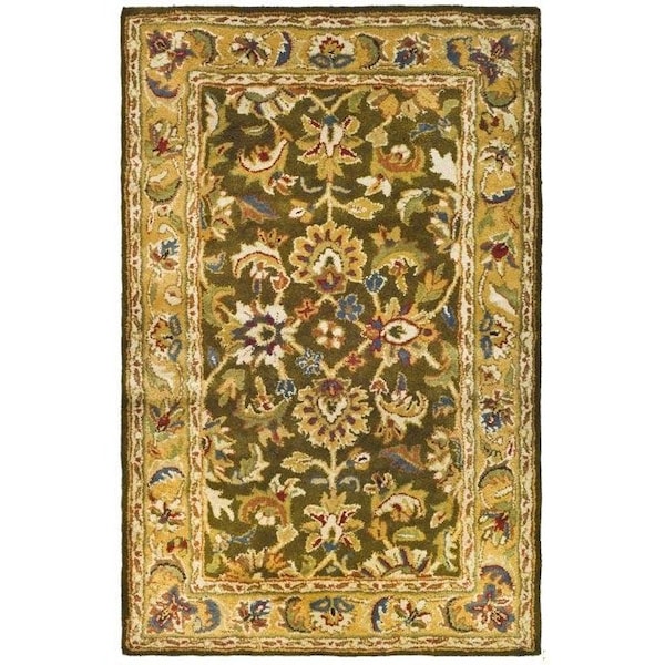 Safavieh 2 Ft. - 3 In. x 4 Ft. Accent- Traditional Classic Olive And Camel Hand Tufted Rug - CL758M-24