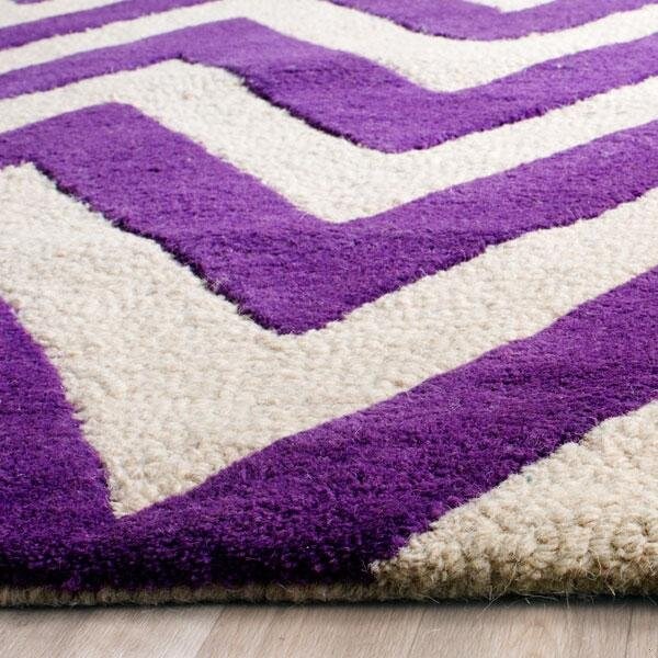 Safavieh Cambridge Hand Tufted Rectangle Rug- Purple - Ivory- 8 x 10 ft. - CAM139K-8