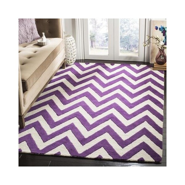 Safavieh Cambridge Hand Tufted Rectangle Rug- Purple - Ivory- 8 x 10 ft. - CAM139K-8