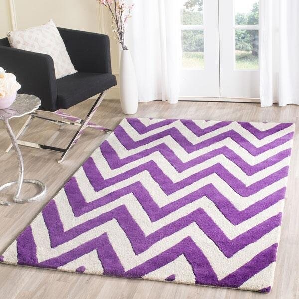 Safavieh Cambridge Hand Tufted Rectangle Rug- Purple - Ivory- 8 x 10 ft. - CAM139K-8