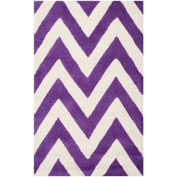 Safavieh Cambridge Hand Tufted Rectangle Rug- Purple - Ivory- 8 x 10 ft. - CAM139K-8