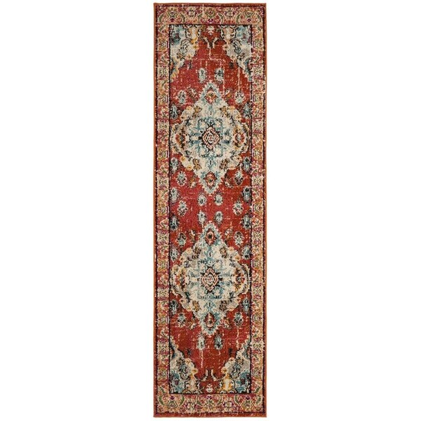 Safavieh Monaco Power Loomed Runner RugOrange & Light Blue 2 ft.-2 in. x 10 ft. - MNC243H-210