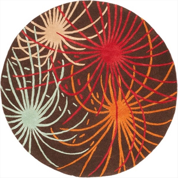 Safavieh 6 x 6 ft. Round Contemporary Soho Brown and Multi Color Hand Tufted Rug - SOH757B-6R