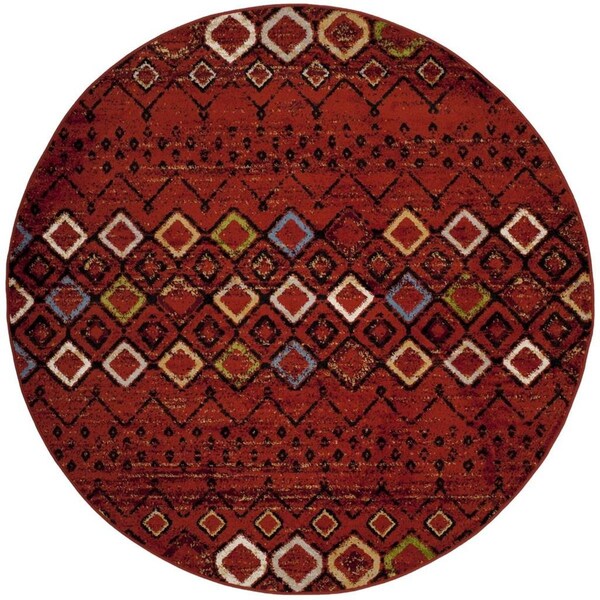 Safavieh Amsterdam Power Loomed Round Rug Terracotta & Multi Color - 5 ft.-1 in. x 5 ft.-1 in. - AMS108D-5R