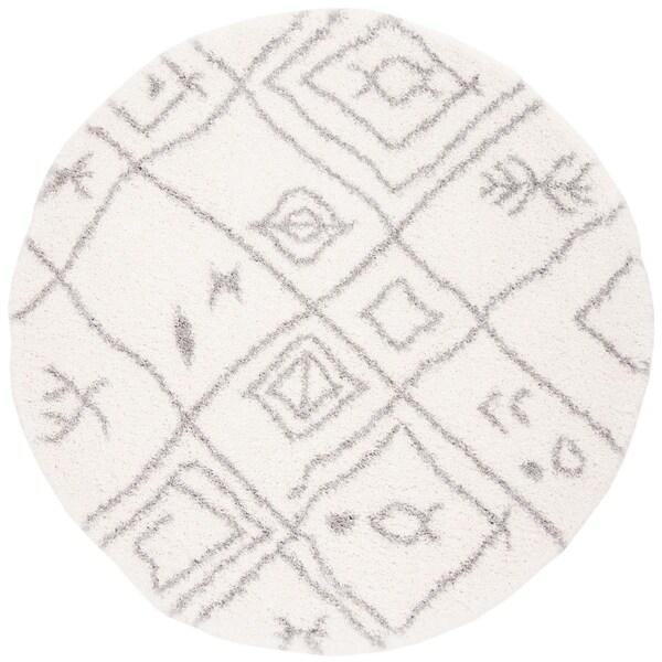 Safavieh 6 ft. - 7 in. x 6 ft. - 7 in. Fontana Shag Round Rug - Cream & Grey - FNT836A-7R