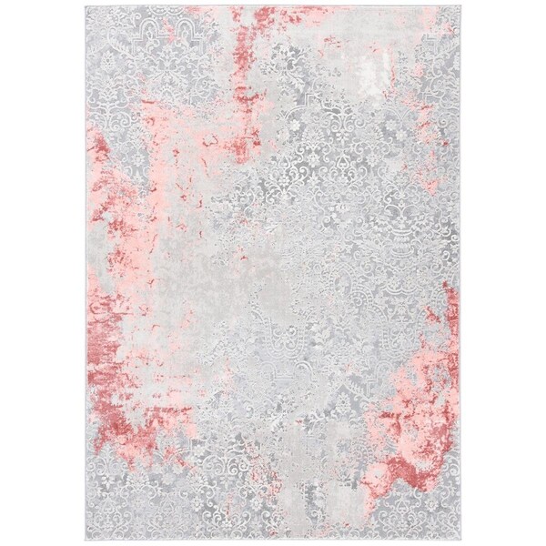 Safavieh 9 x 12 ft. Meadow 500 Power Loomed Rectangle Area Rug Light Grey & Pink - MDW573G-9