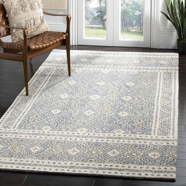 Safavieh 5 x 5 ft. Micro-Loop Square Hand Tufted Rug Blue & Ivory - MLP803M-5SQ
