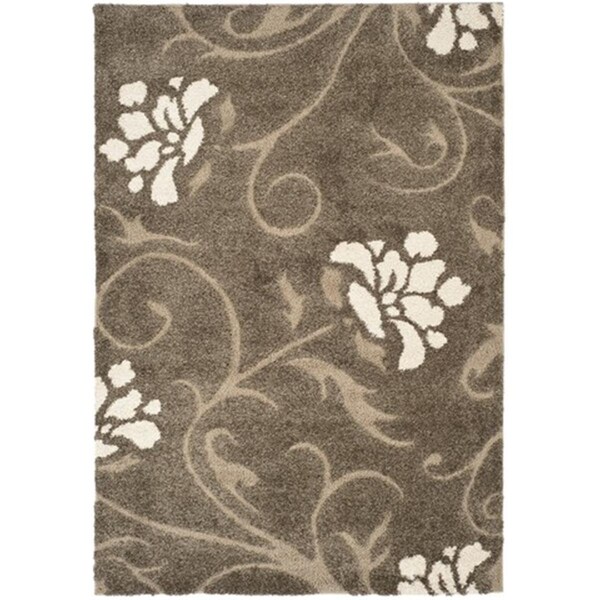 Safavieh Florida Shag Power Loomed Runner Rug- Smoke - Beige- 2 ft. 3 in. x 11 ft. - SG464-7913-211