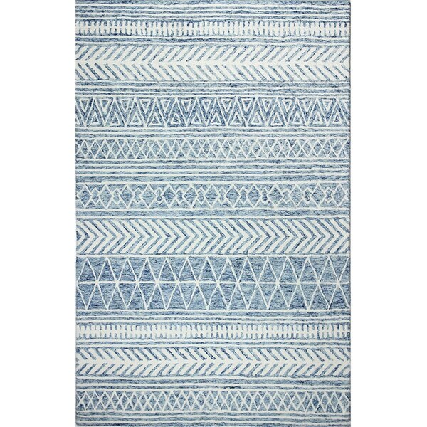 Bashian 3 ft. 6 in. x 5 ft. 6 in. Valencia Collection 100 Percent Wool Hand Tufted Area Rug, Denim - R131-DEN-4X6-AL118