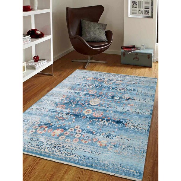 Jensendistributionservices 2 ft. x 3 ft. 10 in. Machine Woven Crossweave Polyester Oriental Rectangle Area Rug, Blue - MI1554829
