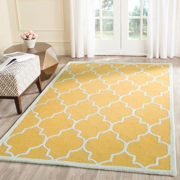 Safavieh Cambridge Hand Tufted Small Rectangle Rug- Gold - Ivory- 3 x 5 ft. - CAM134Q-3