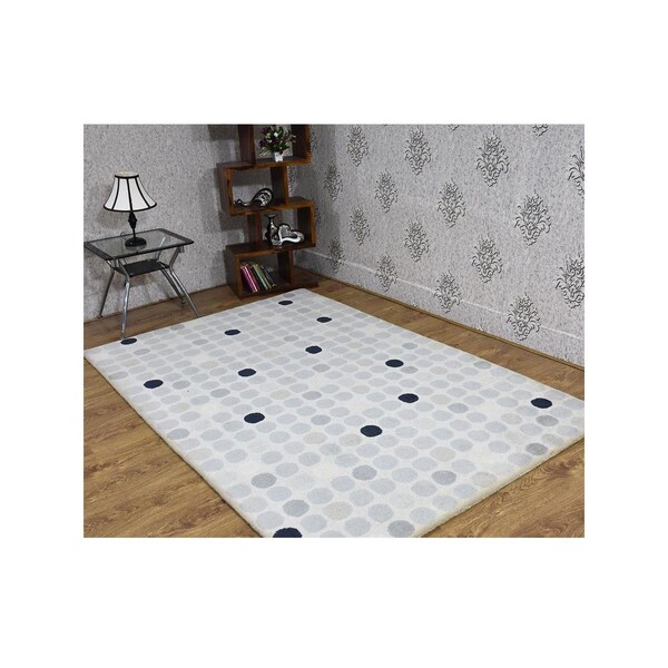 Jensendistributionservices 5 ft. x 7 ft. 6 in. Hand Tufted Wool Contemporary Rectangle Area Rug, Cream - MI1554757