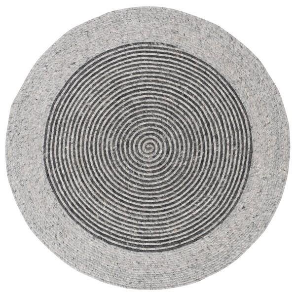 Safavieh 3 x 3 ft. Braided Hand Woven Round RugGrey & Black - BRD904F-3R