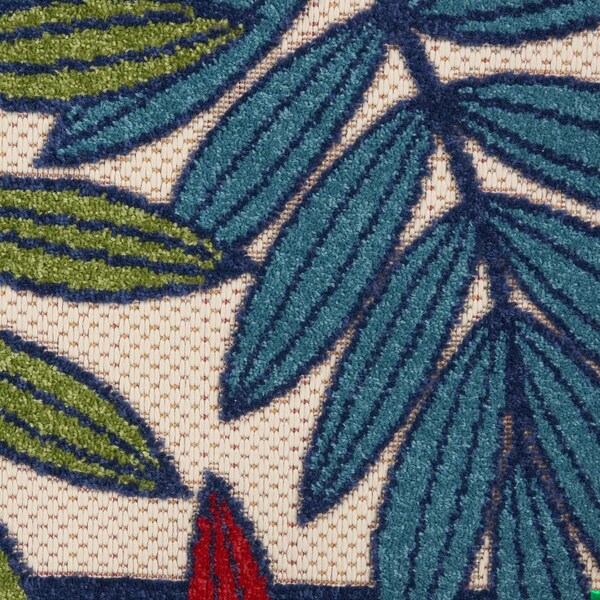 Homeroots 2 x 12 ft. Multi Color Leaves Indoor & Outdoor Runner Rug - 384938