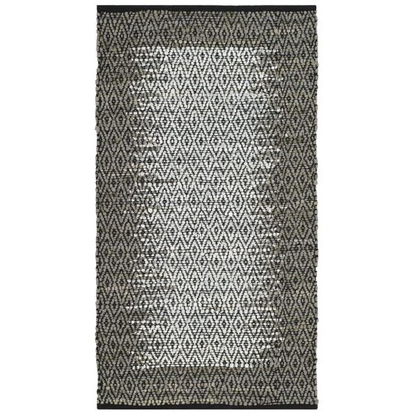 Flowers First 3 x 5 ft. Vintage Leather Hand Woven Area Rug, Light Grey & Grey - Small Rectangle - FL1868211
