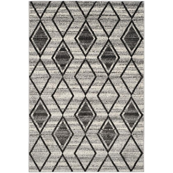 Flowers First 5 ft. 1 in. x 7 ft. 6 in. Tunisia Power Loomed Area Rug, Grey & Black - Medium Rectangle - FL1890614