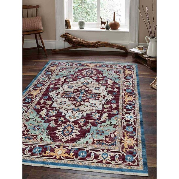 Jensendistributionservices 2 ft. x 3 ft. 10 in. Machine Woven Crossweave Polyester Oriental Rectangle Area Rug, Red - MI1556626