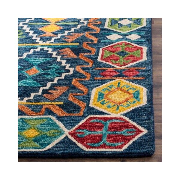 Safavieh Aspen Hand Tufted Medium Rectangle RugNavy & Gold 5 x 8 ft. - APN501A-5
