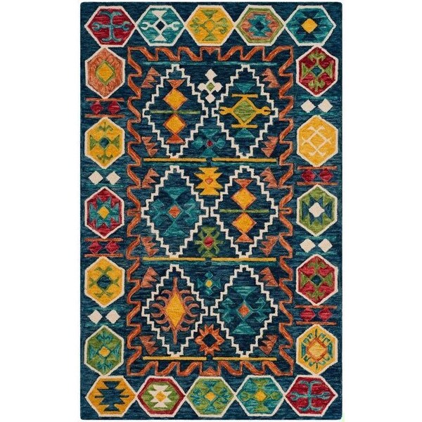 Safavieh Aspen Hand Tufted Medium Rectangle RugNavy & Gold 5 x 8 ft. - APN501A-5