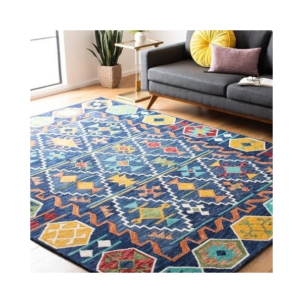 Safavieh Aspen Hand Tufted Medium Rectangle RugNavy & Gold 5 x 8 ft. - APN501A-5