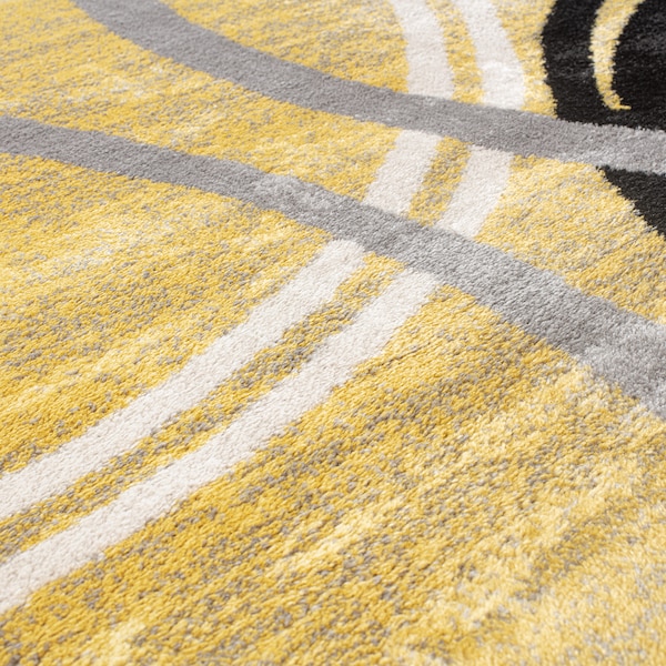 World Rug Gallery Modern Wavy Circles Design 2' x 3' Yellow - 377YELLOW2X3