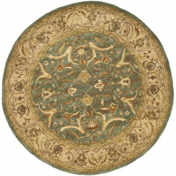 Safavieh 3 ft. - 6 in. x 3 ft. - 6 in. Round- Traditional Heritage Blue And Beige Hand Tufted Rug - HG915A-4R
