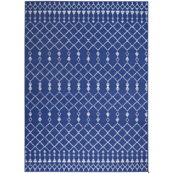 Homeroots 4 x 6 ft. Navy Blue & Ivory Berber Pattern Area Rug - 385829