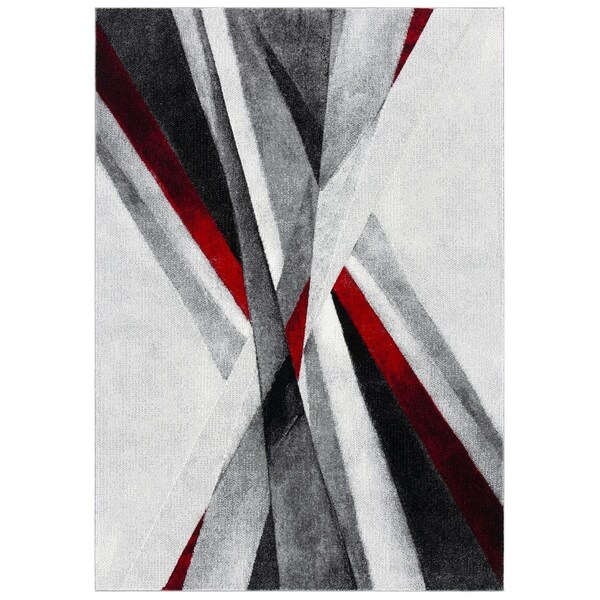 Safavieh Modern Hollywood Rectangle Area RugGrey & Red 2 ft.7 in. x 5 ft. - HLW710Q-3
