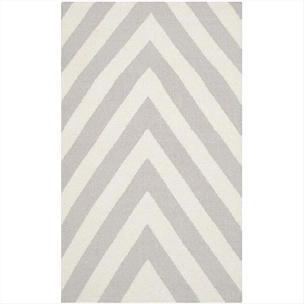 Safavieh 4 Ft. X 6 Ft. Small Rectangle Contemporary Dhurries- Grey And Ivory- Flatweave Rug - DHU568B-4