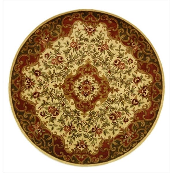 Safavieh 8 Ft. x 8 Ft. Round- Traditional Classic Ivory And Green Hand Tufted Rug - CL234C-8R